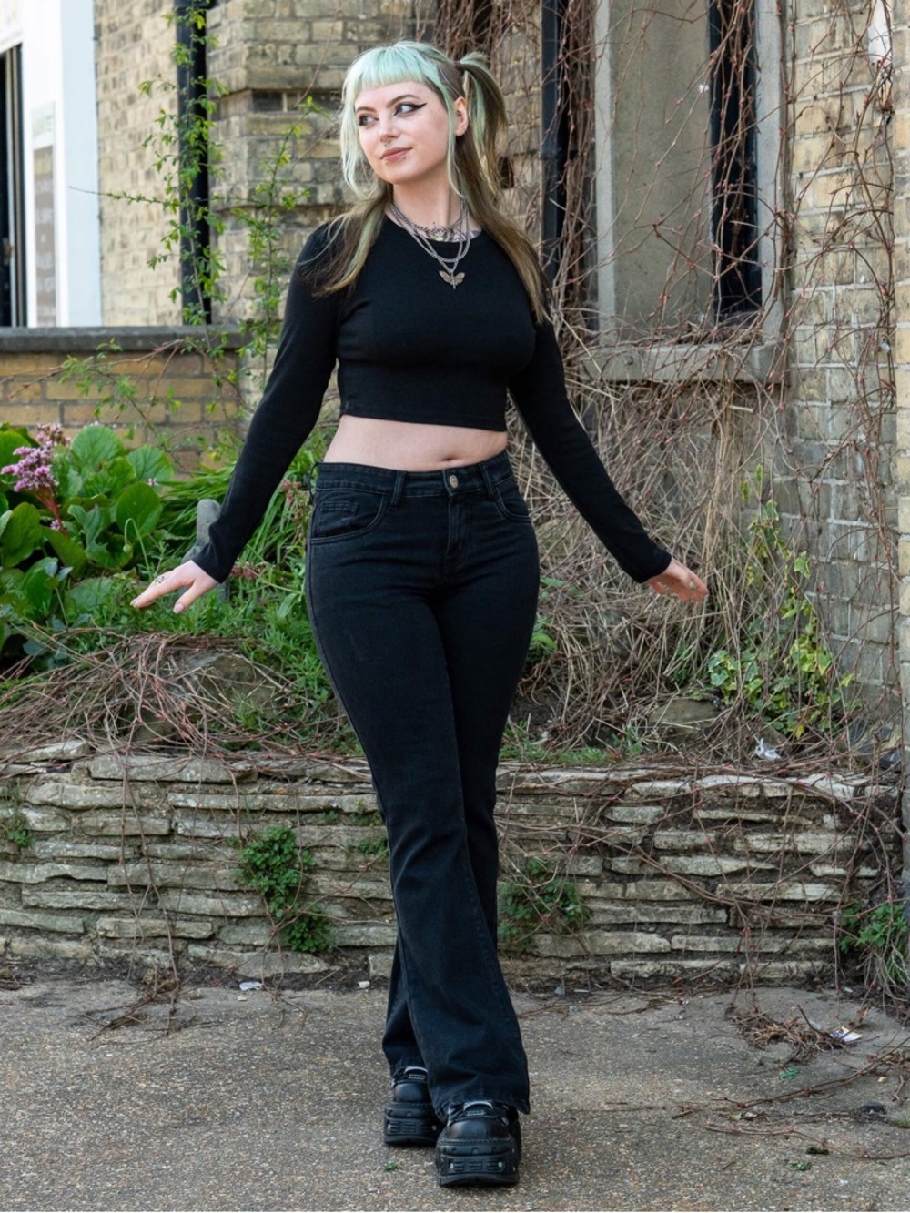 Run&Fly Black Stretch Denim Rock N Roll Bell Bottom Flares